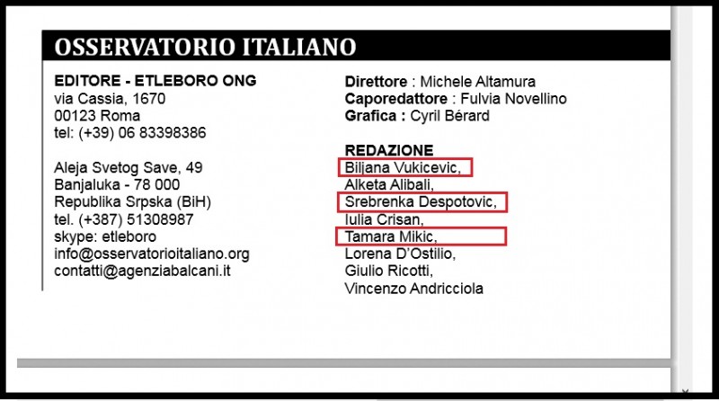 Izmišljeni članovi redakcije Altamurinog magazina Osservatorio Italiano